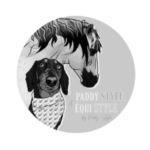 Logo Paddy Style Equi Style avec illustration de cheval et chien, identité visuelle par Maud Communication