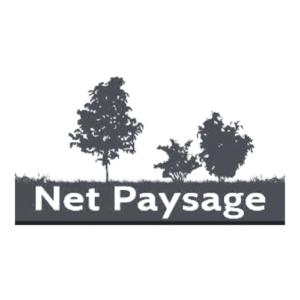 Logo Net Paysage avec illustration d'arbres, identité visuelle d'une entreprise de paysagisme par Maud Communication