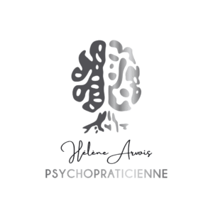 Logo Hélène Awois psychopraticienne avec illustration d'arbre stylisé, identité visuelle par Maud Communication
