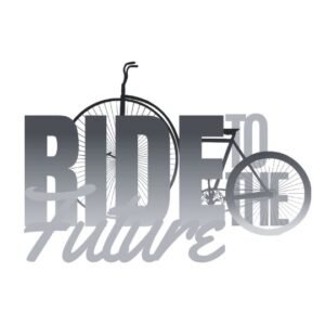 Logo Ride to the Future avec illustration de vélo ancien, identité visuelle par Maud Communication