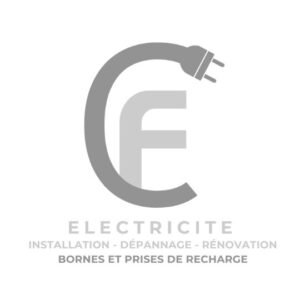 Logo CF Électricité, entreprise d'installation et dépannage électrique, identité visuelle par Maud Communication
