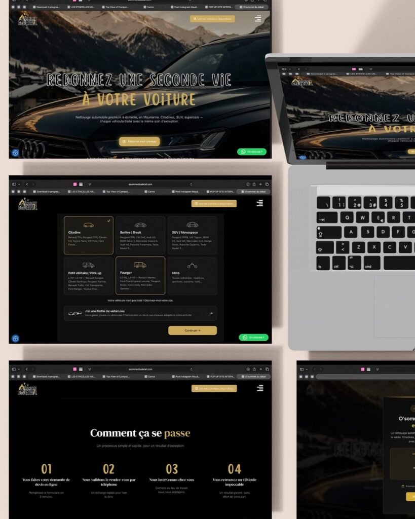 Site internet O'sommet du détail, nettoyage automobile premium à domicile en Maurienne