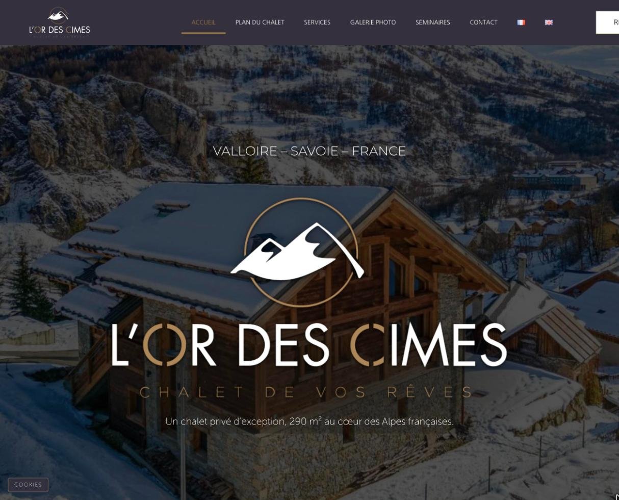 Site internet du chalet L’Or des Cimes à Valloire