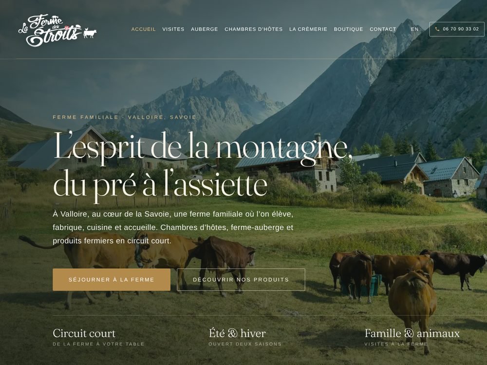 Site internet de La Ferme des Étroits, ferme familiale à Valloire