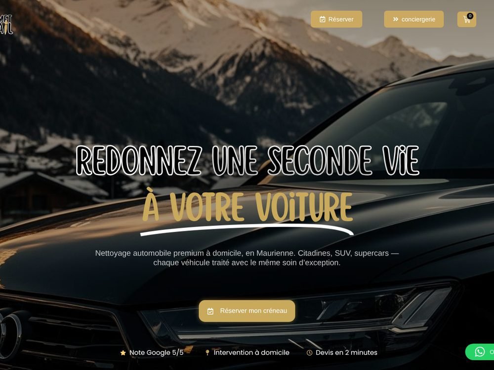 Site internet d’O’sommet du détail, lavage auto à domicile en Maurienne